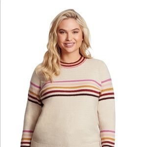 Jessica Simpson Oatmeal Striped Sweater Size L NWT